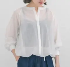 未使用品☆EKAL エカル シアーブラウスカーディガン ホワイト