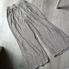 サテン　ワイドパンツ　M