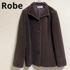【Robe　ローブ】　ジャケット　コート　アンゴラ混　ブラウン　ステッチ　F