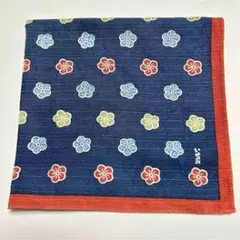 花柄 ネイビー ハンカチ