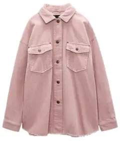 ZARA ザラ フリンジヘム ポケット コーデュロイ シャツジャケット