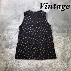 Vintage ヴィンテージ ノースリーブベスト 裏地付 貝柄 裾スリット