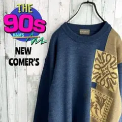 80's NEW COMER'S 日本製　アシンメトリー　派手　個性派ニット