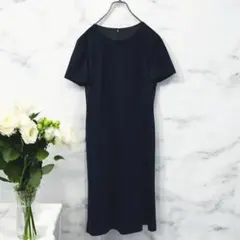 【美品】COMME CA コムサ 膝丈ワンピース 半袖【M相当】日本製 ネイビー