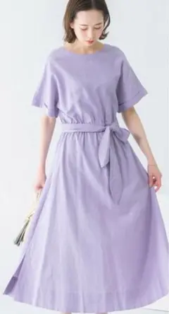 UR GREEN 2WAYウエストマークワンピース 　ラベンダー　フレア