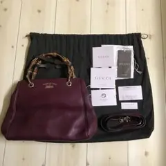 GUCCI グッチ バンブーショッパー ワインレッド