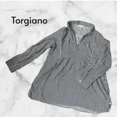 トレジャーノ Torgiano ストライプ長袖シャツ プルオーバー M