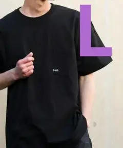 SHIPS　マイクロ SHIPSロゴ ポケット Tシャツ（L) ブラック
