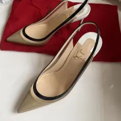クリスチャンルブタンベージュパンプス36 mi
