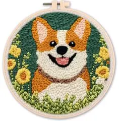 パンチニードル キット パンチ　刺繍　コーギー　犬