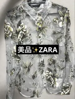 ZARA デヴォレ コントラストシャツ 花柄