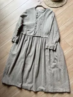 ソルベリー　ベージュ　綿素材　コットン　ワンピース　でこぼこ　オシャレ