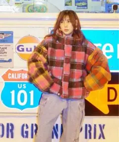 仲里依紗Re.カラフルチェックボアジャケット 仲里依紗RE. カラフルチェック ボアジャケット