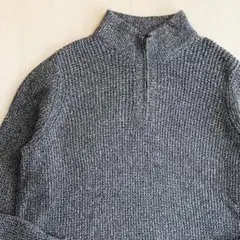 オーガニックコットン ワッフル 白黒メランジ エルエルビーン ハーフジップ