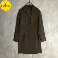 【セットアップ】ジャケット＋ワンピース　4℃　フォーマル　茶色　古着
