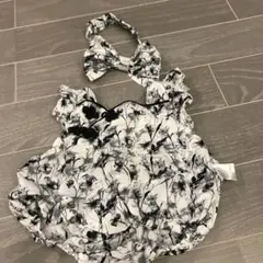 花柄ロンパース カチューシャ付き