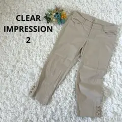 クリアインプレッション　クロップドパンツ　薄手　無地　ベージュ　2