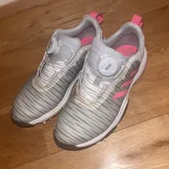 adidas ゴルフシューズ グレー/ピンク