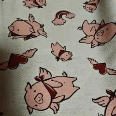 キャンバス　ハギレ　ブタ柄　100✕50センチ