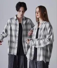 【CLEL】Vintage Design Damage Check Shirt