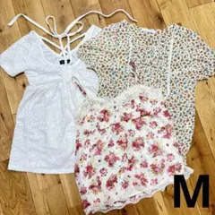 レディース　3着まとめ売り　夏服　トップス　花柄　レース　半袖