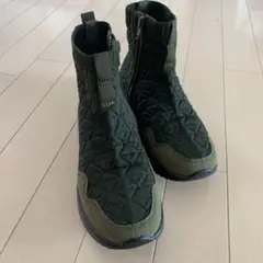 ダークグリーン キルティングショートブーツ
