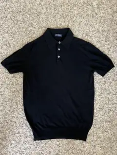 BEAMS F ハイゲージニットポロシャツ黒