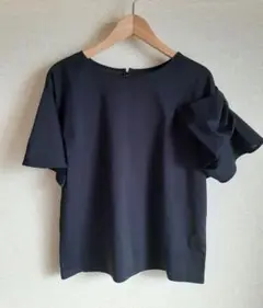Maglie par ef-de リボンスリーブカットソー ブラック黒　フレア袖