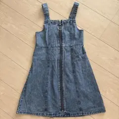 デニム ジャンバースカート ハートジッパー