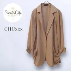 美品【CHU XXX】薄手テーラードジャケット 七分袖 長袖 ドレープポケット