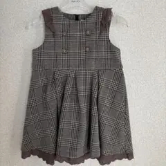 キムランタン　ブラウン チェック柄 ノースリーブ ワンピース