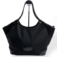 未使用級　DAKS LONDON ダックス　ハンドバッグ　ナイロン　レザー　黒