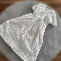 ロングワンピース　ホワイトロングワンピース　半袖ワンピース
