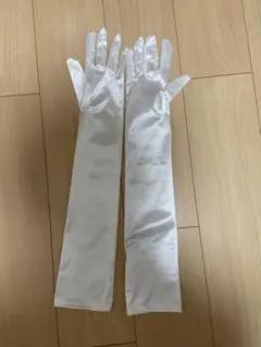 ホワイト サテン ロングウェディンググローブ