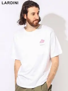 極美品　LARDINI ラルディーニ　Tシャツ　ワンポイント　XL ネイビー ラルディーニ / LARDINI / クルーネック プリントTシャツ