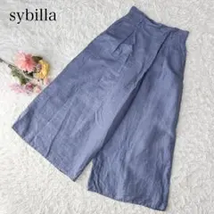 【L】シビラ　ワイドパンツ　麻　リネン混　日本製　ゆったり　体型カバー　きれいめ