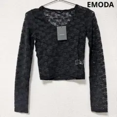 EMODA ブラック 総レース 長袖 Tシャツ S 新品未使用タグ付き