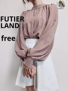 FUTIER LANDレディース　長袖ブラウス　薄いあずき色　フリーサイズ