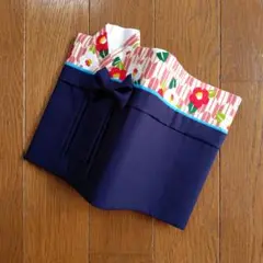 ブックカバー　袴　矢絣×ピンク×紺　文庫本サイズ