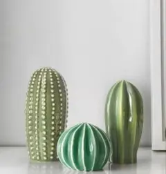 IKEA セラミック製サボテン置物3点セット