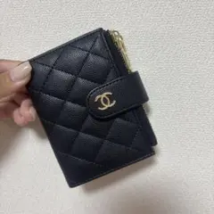 CHANEL ブラック キルティング 二つ折り財布
