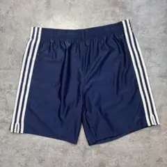00s adidas トラックショーツ ネイビー 3ライン 日本製 刺繍ロゴ