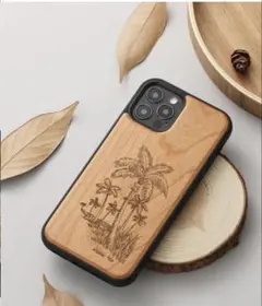 木製ココナッツの彫刻iPhone13proケース　新品未使用
