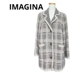 美品 IMAGINA グレー系チェック柄 アウター 薄手 フリーサイズ