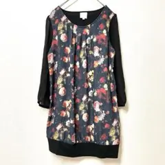 エマジェイムス EMMAJAMES 花柄　Tシャツ　シースルー　シフォン　M