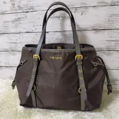 PRADA プラダ ロゴ ナイロン トート バッグ ベルト ゴールド金具