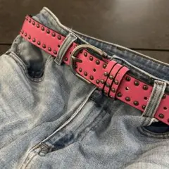 スタッズベルト ピンク　Y2K スケーター SK8 ベルト　平成
