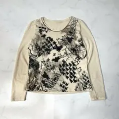 HIROKO BIS ヒロコビス 総柄 スパンコール ウール カットソー