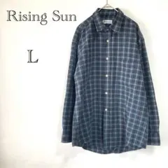 ライジングサン チェック柄シャツ 【L】 ネルシャツ メンズ 韓国製 秋冬