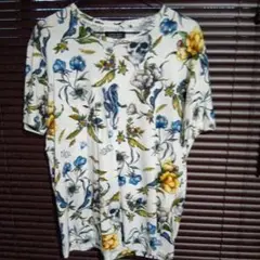 ZARA MAN 花柄スカル Tシャツ S